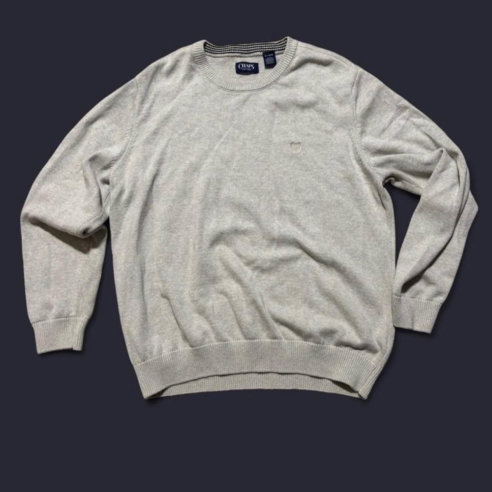 Mens Chaps tan crewneck knit sweater size XL